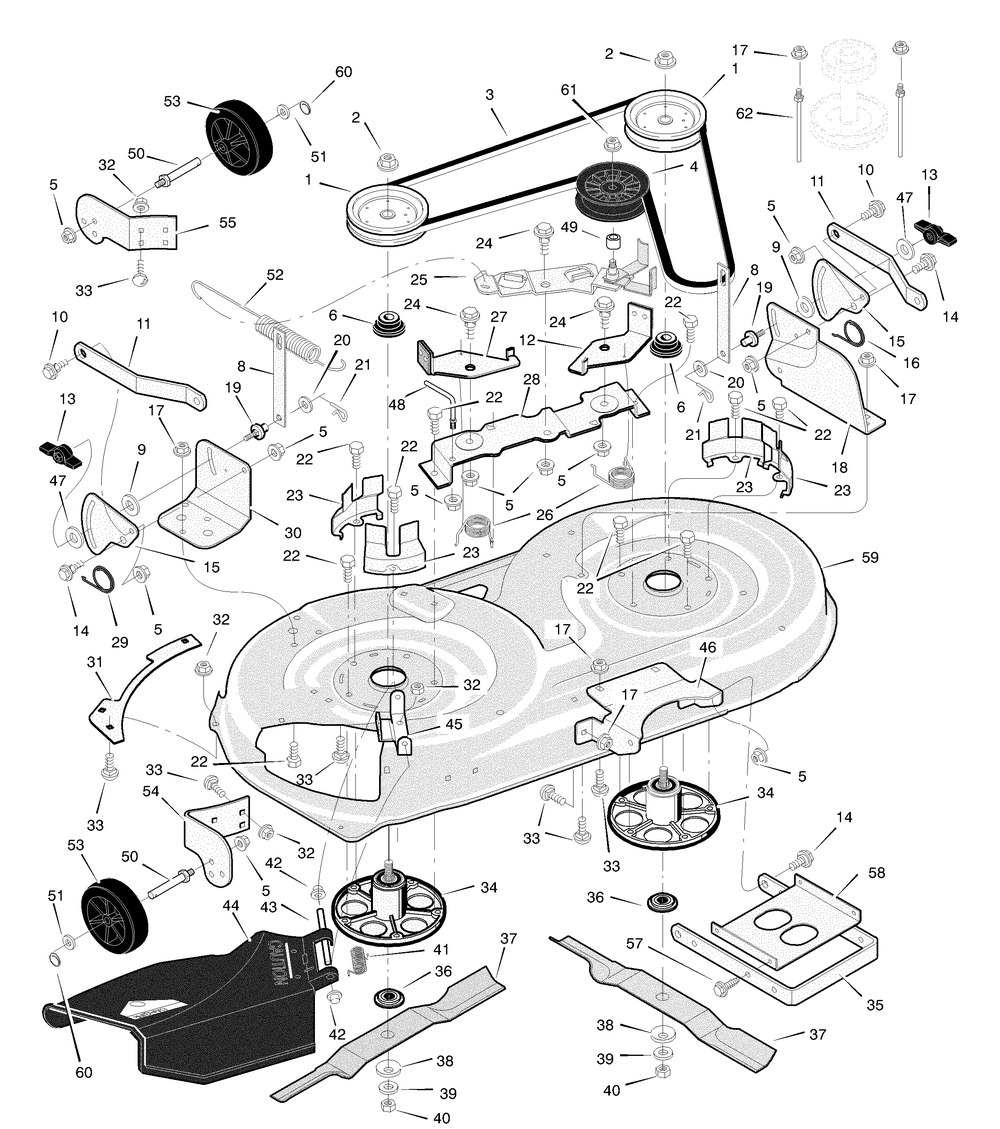 Mower Housing Diagram and Parts List for 425604X99A 2004 Briggs and Stratton Lawn Tractor